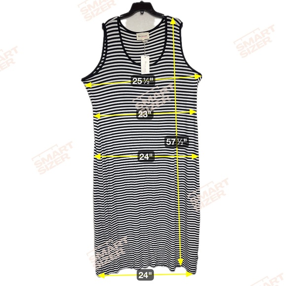 Two by Vince Camuto Women's Dress 3X Black/White Striped Sleeveless Maxi Stretch - Picture 4 of 8